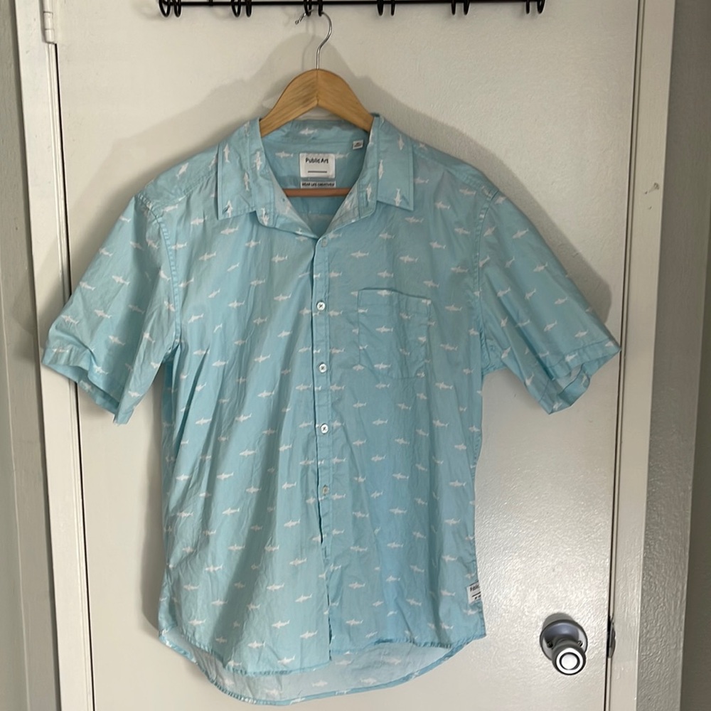 Public Art Short Sleeve Graphic Button Down - XL